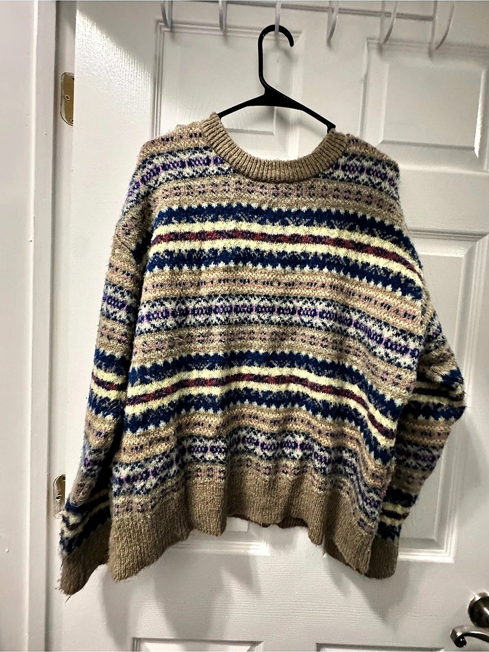 Pull & Bear Striped Crew Neck Sweater in Brown & Blue Size Large